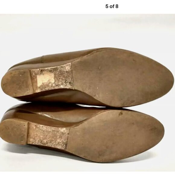 LOEFFLER RANDALL Matilde Wedge Heel Leather Riding Boot Tall Knee High Tan Sz 7B - Picture 5 of 8